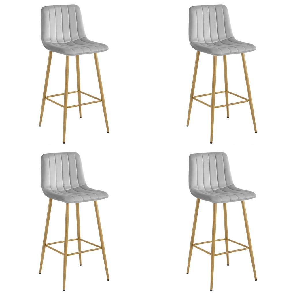 POZZA Hocker – hellgrauer Samt / Eichenbeine x 4