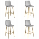 POZZA Hocker – hellgrauer Samt / Eichenbeine x 4