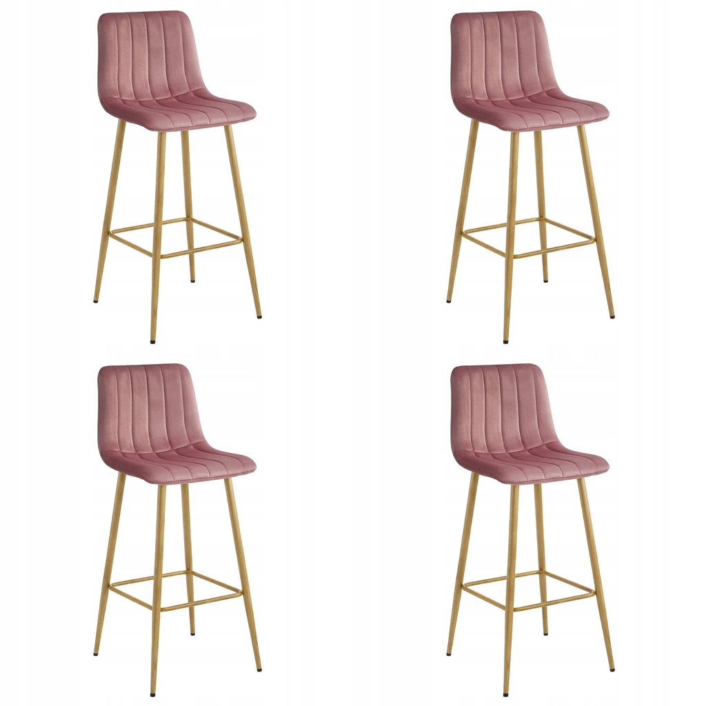 POZZA-Hocker – dunkelrosa Samt / Eichenbeine x 4