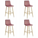 POZZA-Hocker – dunkelrosa Samt / Eichenbeine x 4