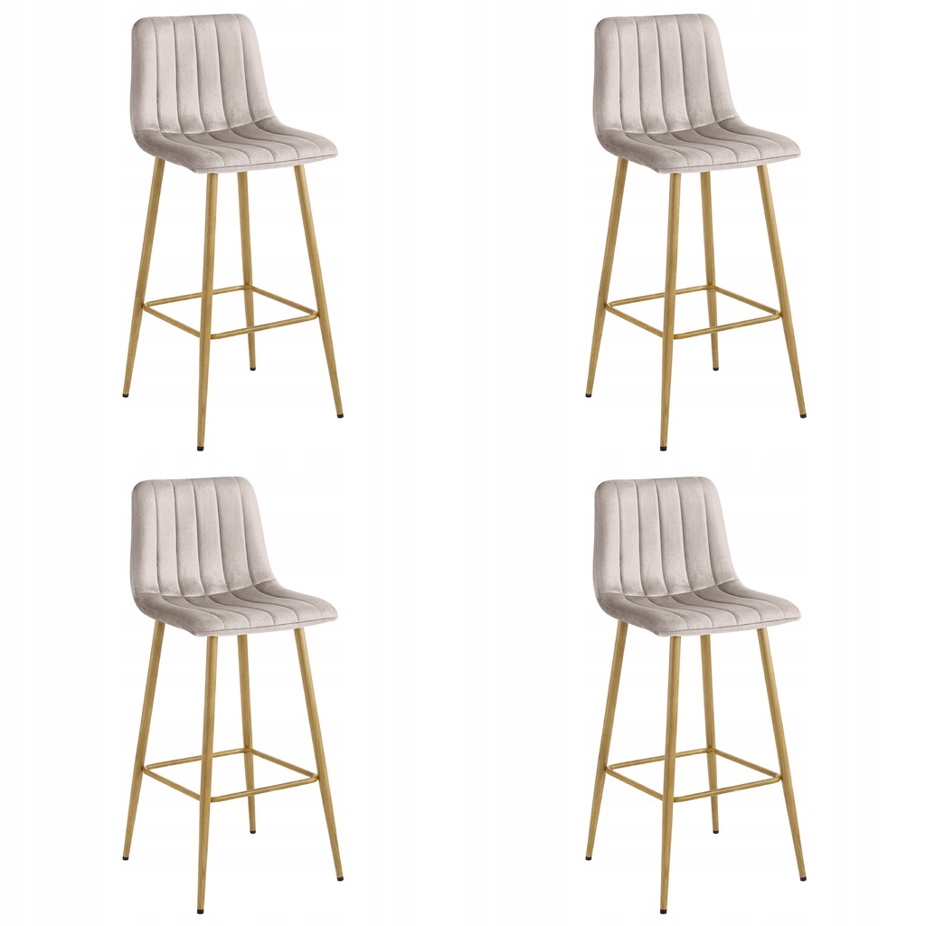 POZZA-Hocker – dunkelbeiger Samt / Eichenbeine x 4