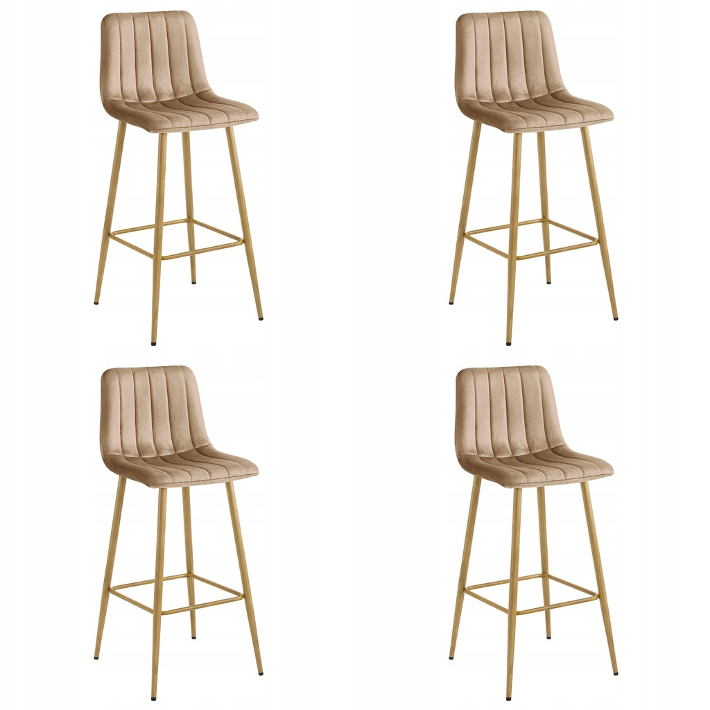 POZZA Hocker – brauner Samt / Eichenbeine x 4