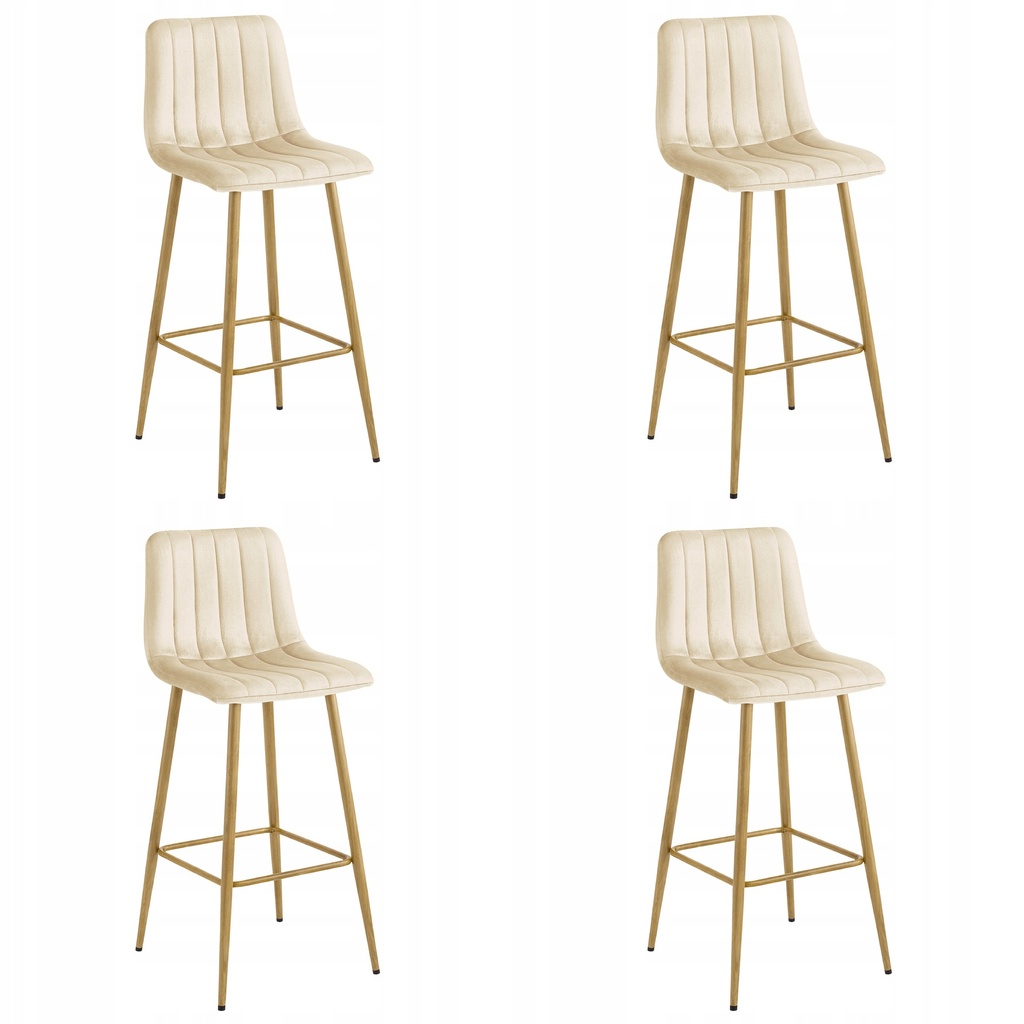 POZZA Hocker – hellbeiger Samt / Eichenbeine x 4