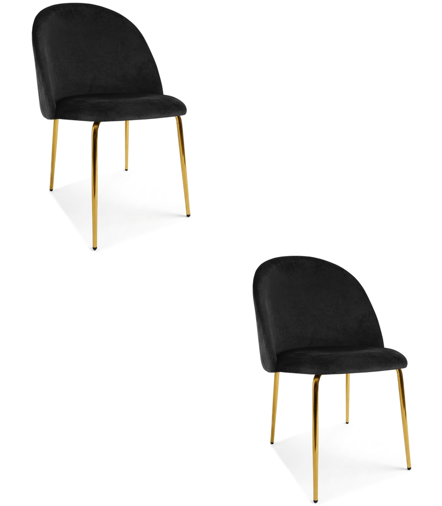 INCA-Stuhl – schwarzer Samt / goldene Beine x 2