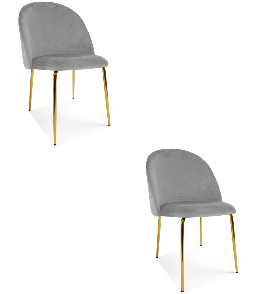 INCA-Stuhl – hellgrauer Samt / goldene Beine x 2