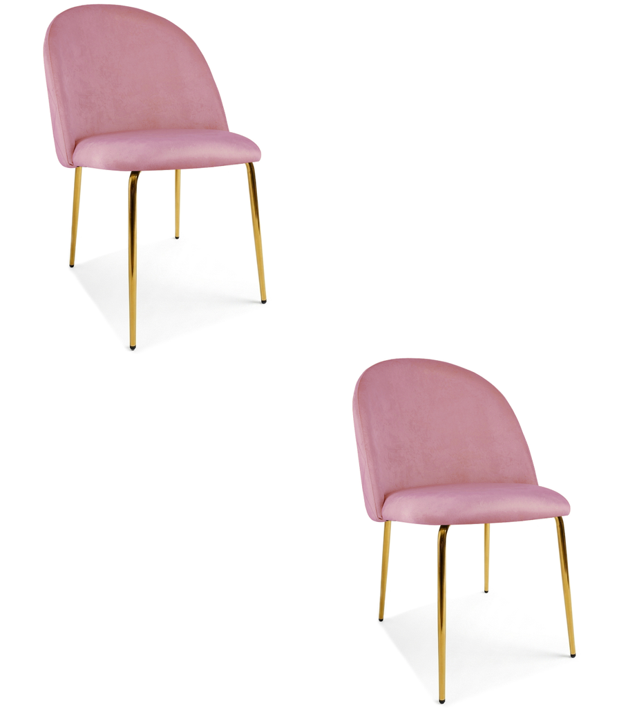INCA-Stuhl – hellrosa Samt / goldene Beine x 2