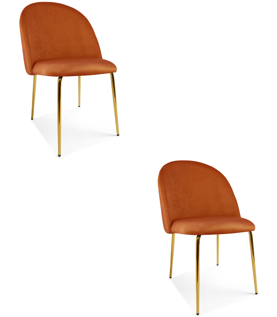 [model_4343_2] INCA-Stuhl – Kupfersamt / Goldbeine x 2