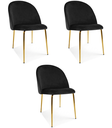 INCA-Stuhl – schwarzer Samt / goldene Beine x 3