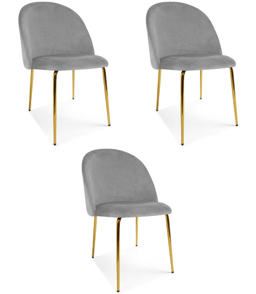 INCA-Stuhl – hellgrauer Samt / goldene Beine x 3