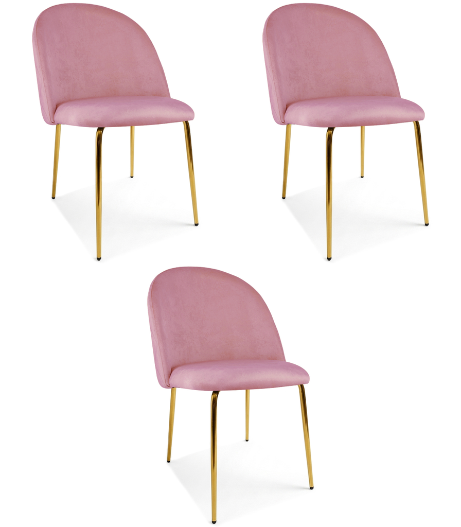INCA-Stuhl – hellrosa Samt / goldene Beine x 3