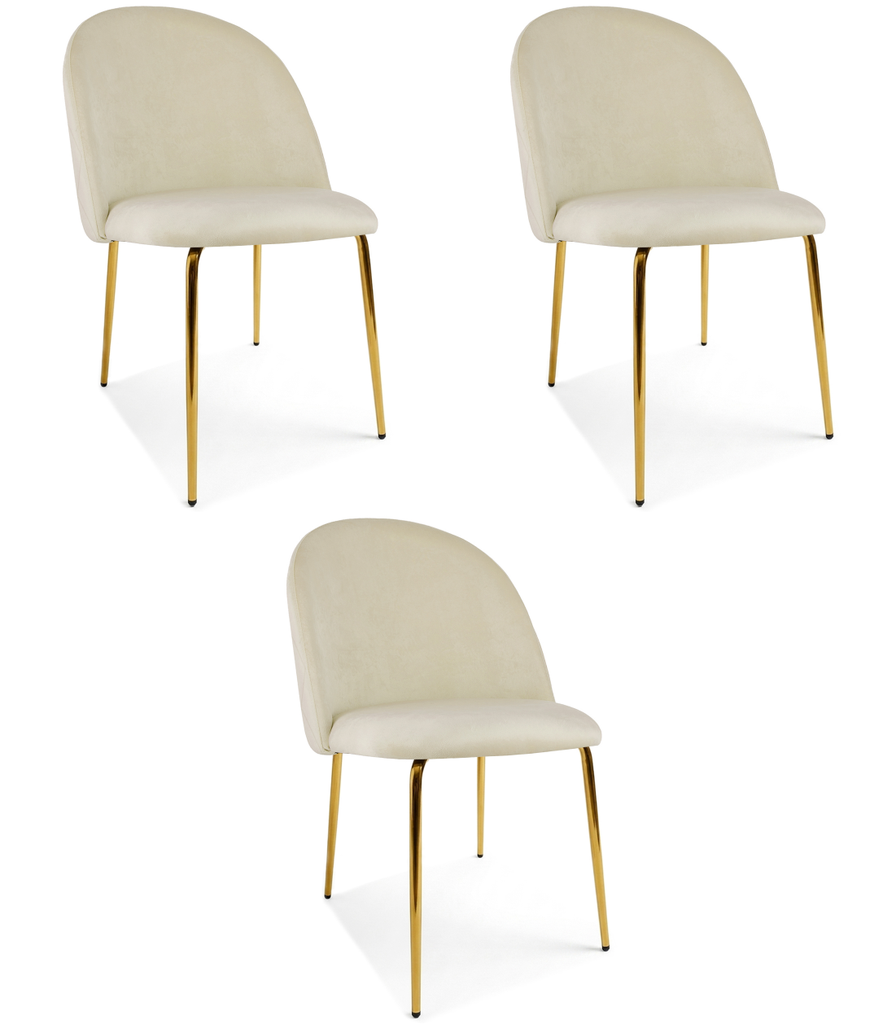 [model_4342_3] INCA-Stuhl – hellbeiger Samt / goldene Beine x 3