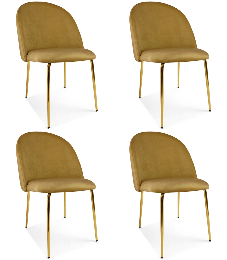 INCA-Stuhl – Curry-Samt / goldene Beine x 4
