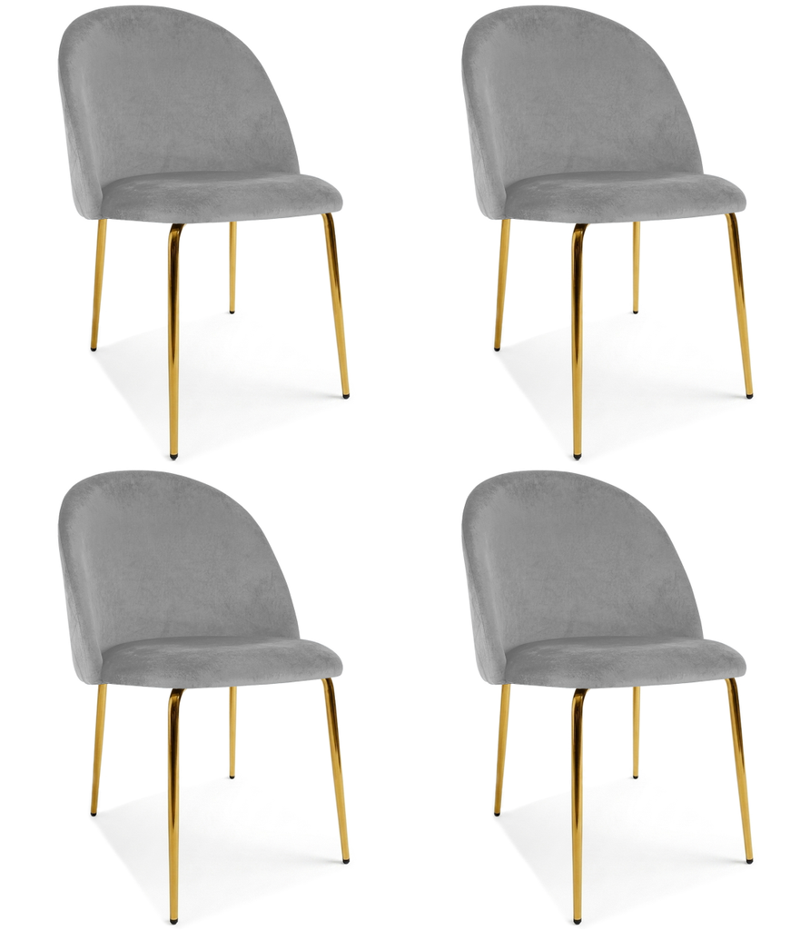 INCA-Stuhl – hellgrauer Samt / goldene Beine x 4
