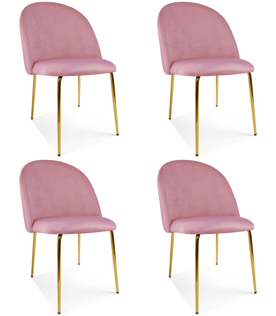 INCA-Stuhl – hellrosa Samt / goldene Beine x 4