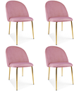 INCA-Stuhl – hellrosa Samt / goldene Beine x 4