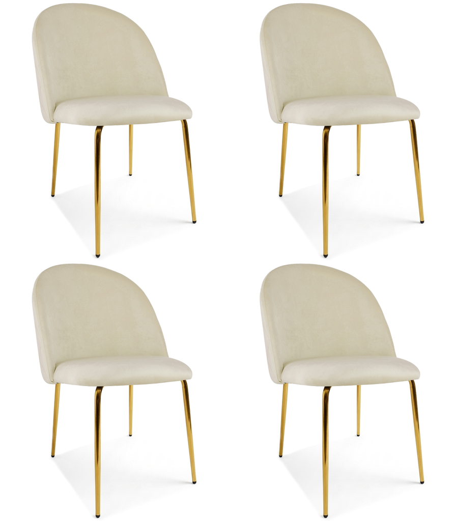 INCA-Stuhl – hellbeiger Samt / goldene Beine x 4