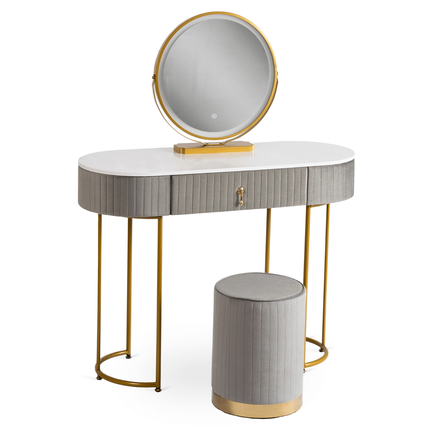 [ME.SARAH/P/ZL/B] SARAH Schminktisch, grau/gold