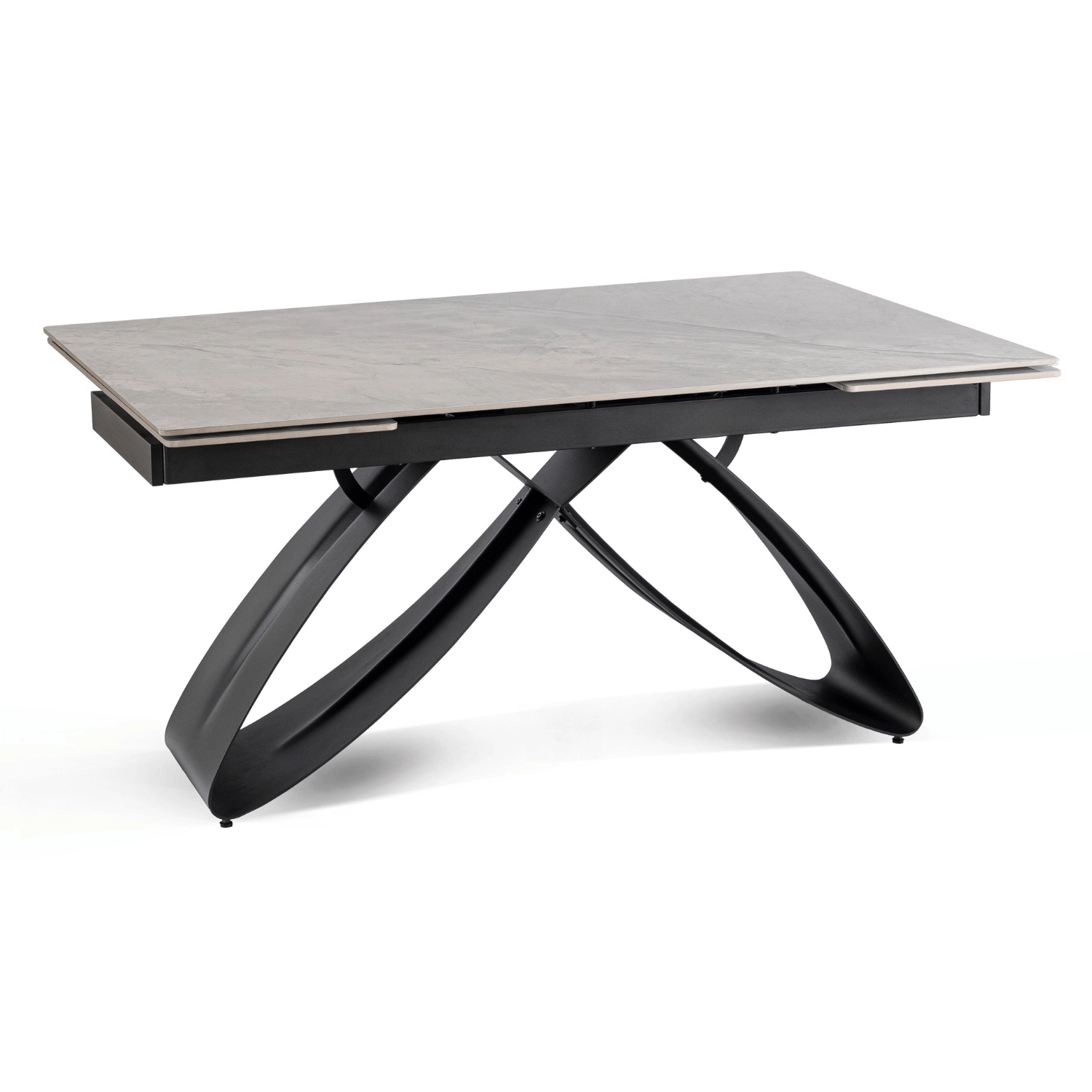 [ME.LUIGI/P/CZ/S160-240] LUIGI Ausziehbarer Tisch aus Keramik, 160–240 cm, grauer Marmor/Schwarz