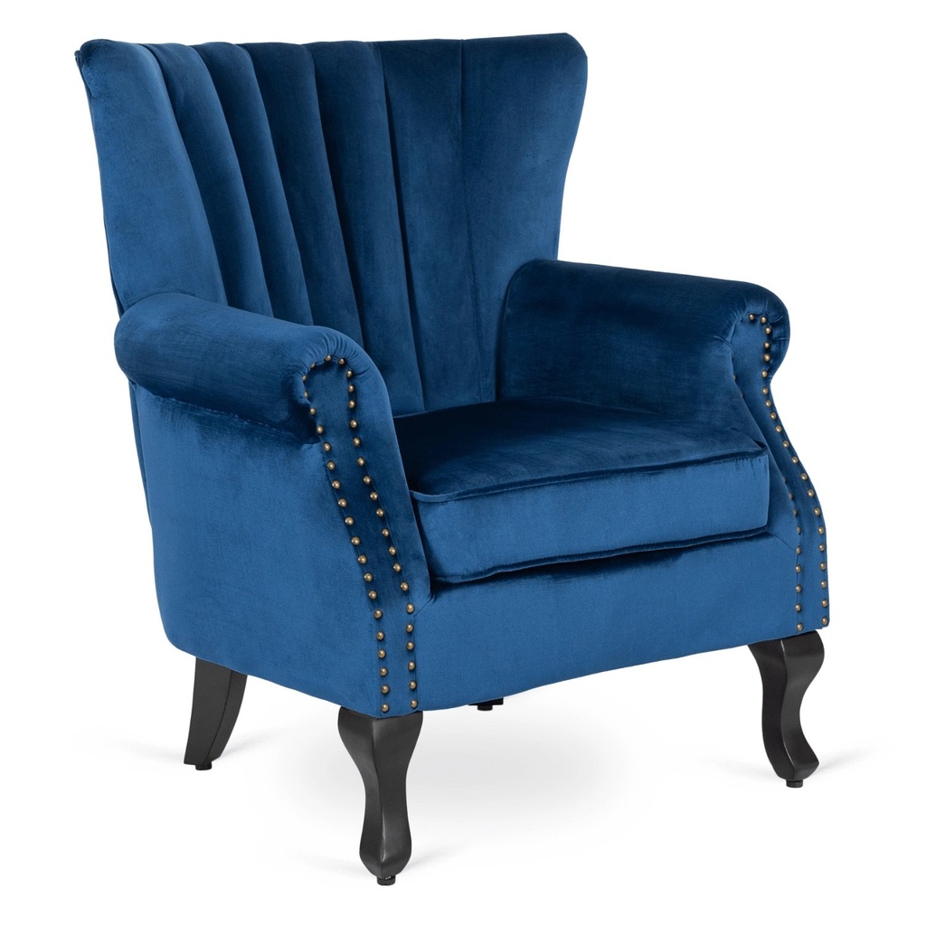 Marineblauer Velourssessel MALLO