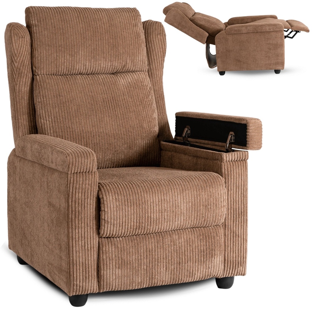 SPENCER Brauner Cord-Liegesessel