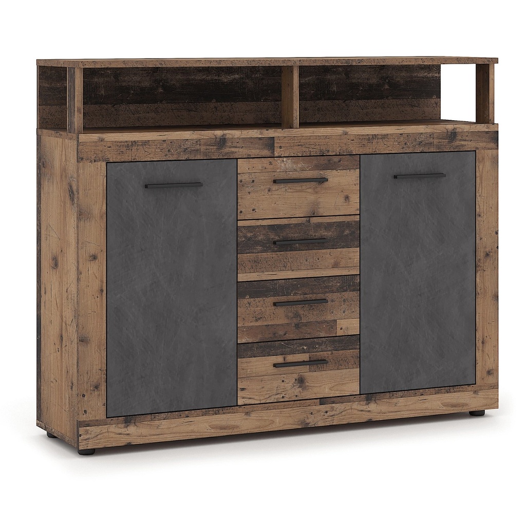 BLAGO MIDI B Kommode 119,5 cm Dunkle Eiche/Schwarz