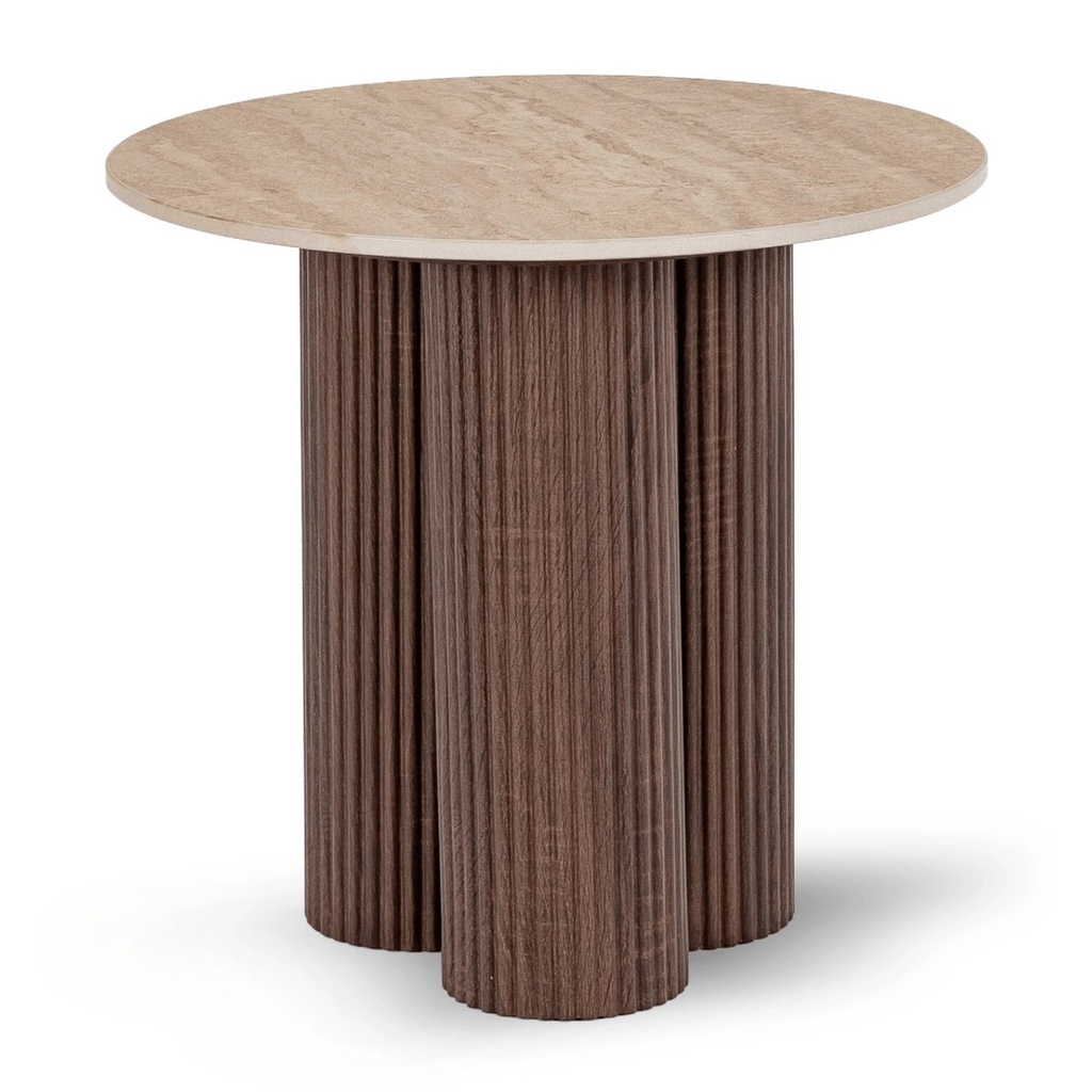 ALMERIA Tisch 50 cm Travertin/Walnuss