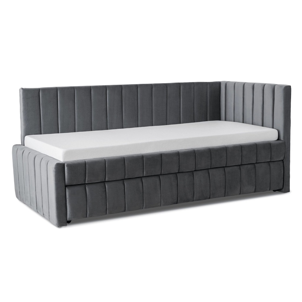 [ME.VILLEMO/90/90/CP/V/LOZWYS] Bett 90x200 VILLEMO Grauer Samt