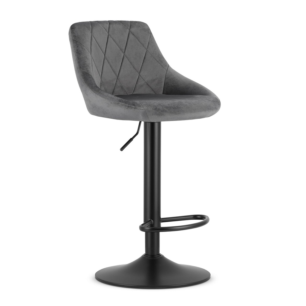 [model_3436_1-KAST-AREX66] KAST Hocker – grauer Samt / schwarzes Gestell