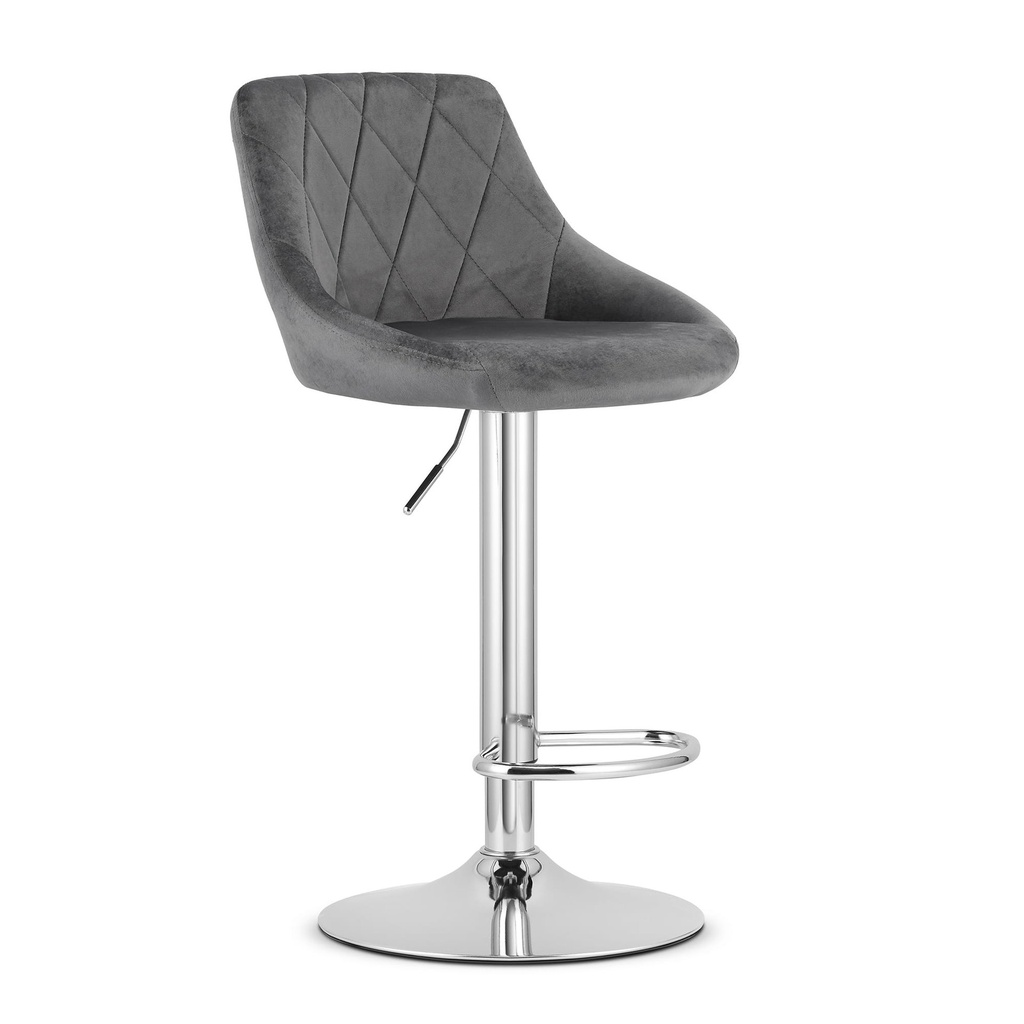 [model_3435_1-KAST-AREX66] KAST Hocker – grauer Samt / Chromgestell