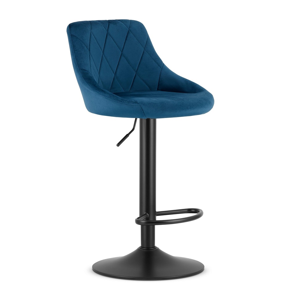 [model_3439_1-KAST-AREX66] KAST Hocker – marineblauer Samt / schwarzes Gestell