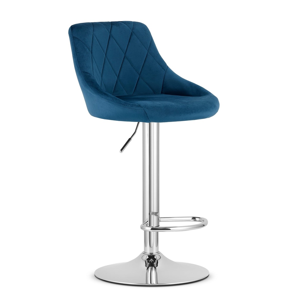 [model_3769_1-KAST-AREX66] KAST Hocker – marineblauer Samt / Chromgestell