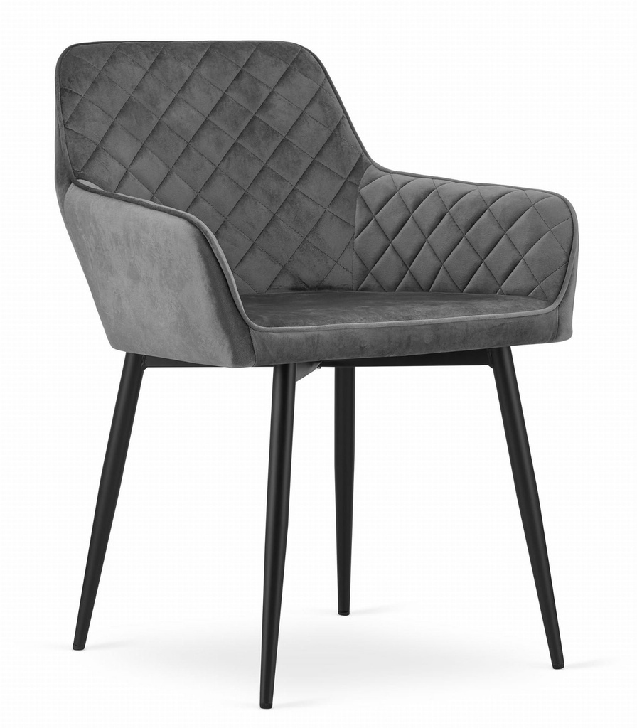 [model_3628_1-NOLA-MOMY12] NOLA Stuhl – grauer Samt / schwarze Beine x 1