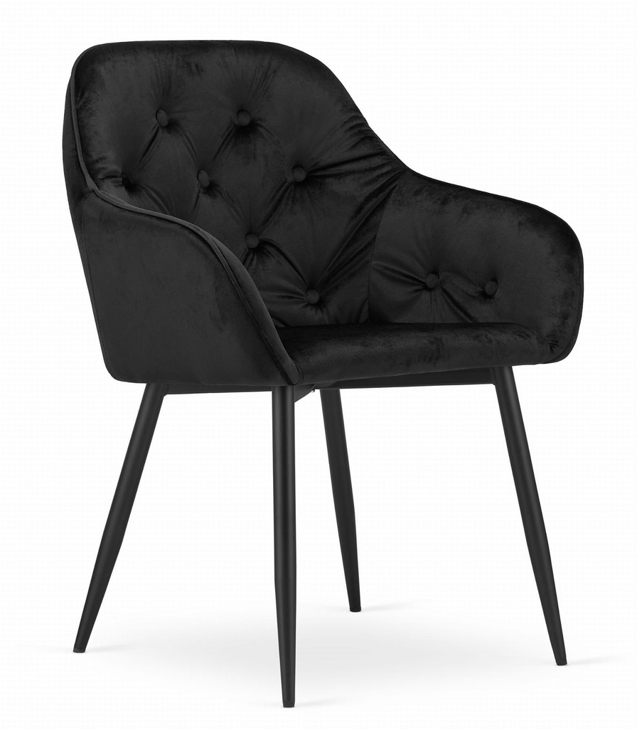 [model_3645_1-FORIO-STAX10] FORIO Stuhl – schwarzer Samt / schwarze Beine x 1