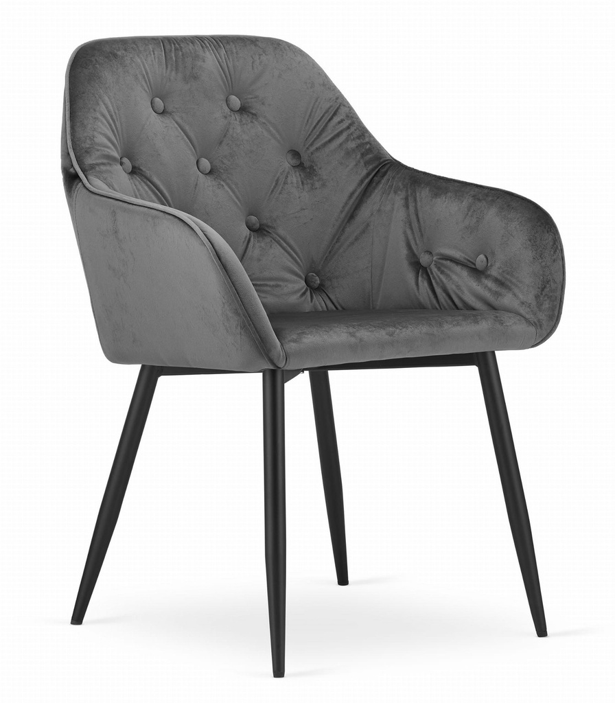 [model_3644_1-FORIO-STAX10] FORIO Stuhl – grauer Samt / schwarze Beine x 1