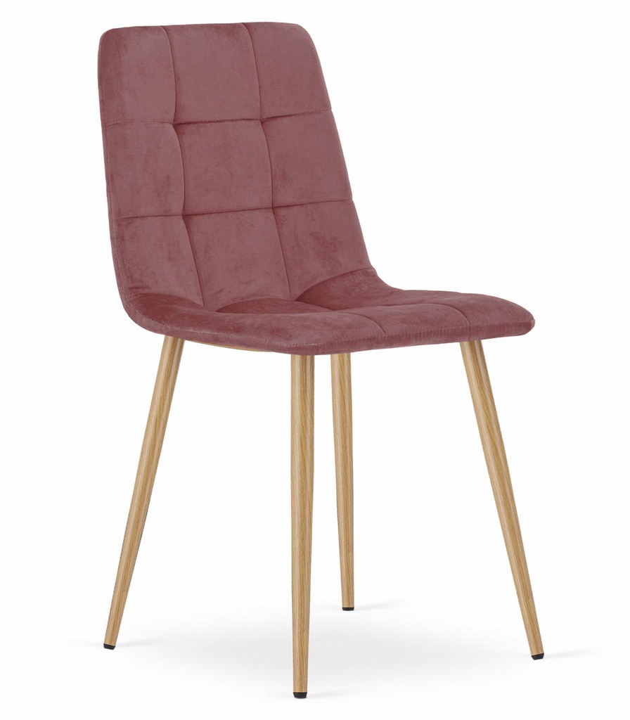 KARA-Stuhl – rosa Samt / holzfarbene Beine x 1