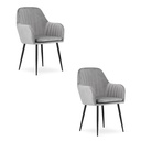 LUGO Stuhl – silbergrauer Samt / schwarze Beine x 2