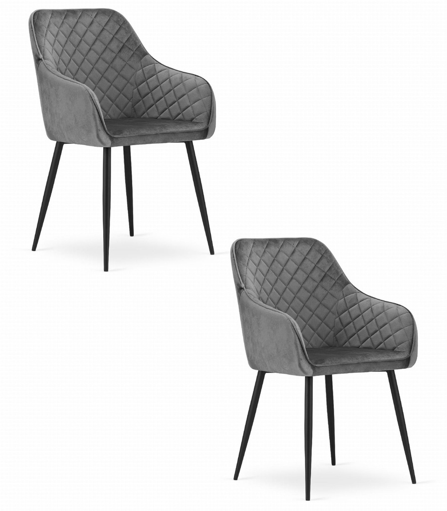 NUGAT Stuhl – grauer Samt / schwarze Beine x 2