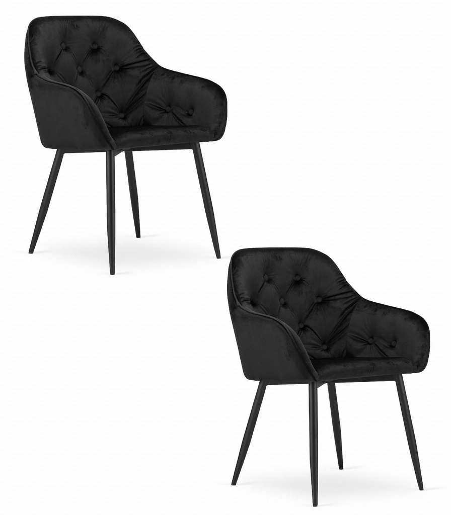 FORIO Stuhl – schwarzer Samt / schwarze Beine x 2