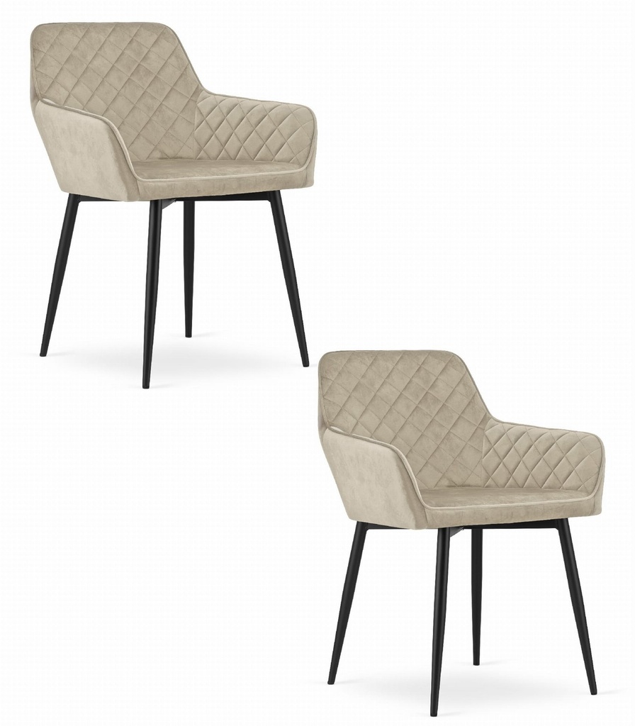 NOLA Stuhl – beige Samt / schwarze Beine x 2