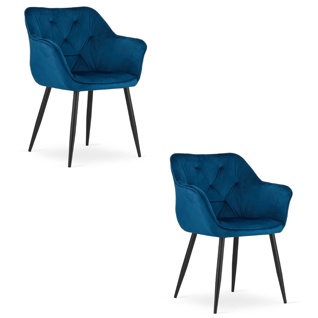 MADERA Stuhl – blauer Samt x 2