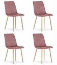 LAVA Stuhl – rosa Samt / holzfarbene Beine x 4