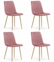 TURIN Stuhl – rosa Samt / holzfarbene Beine x 4