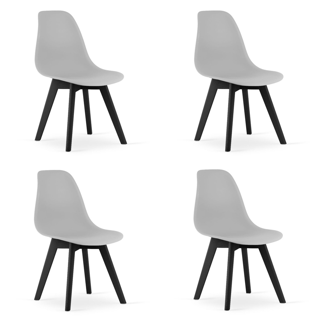 KITO Stuhl – grau / schwarze Beine x 4