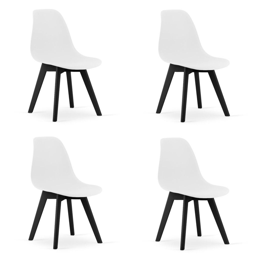 KITO Stuhl – weiß / schwarze Beine x 4