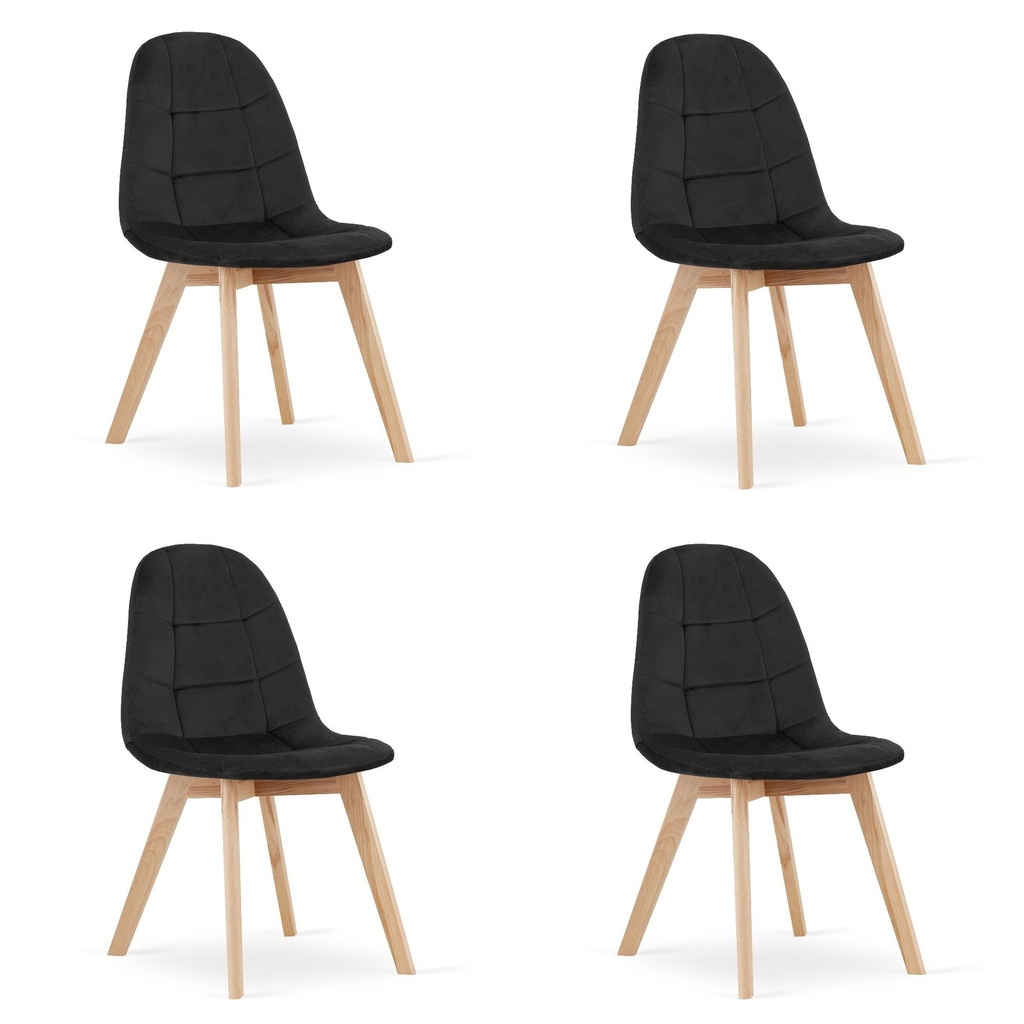 BORA Stuhl – schwarzer Samt x 4