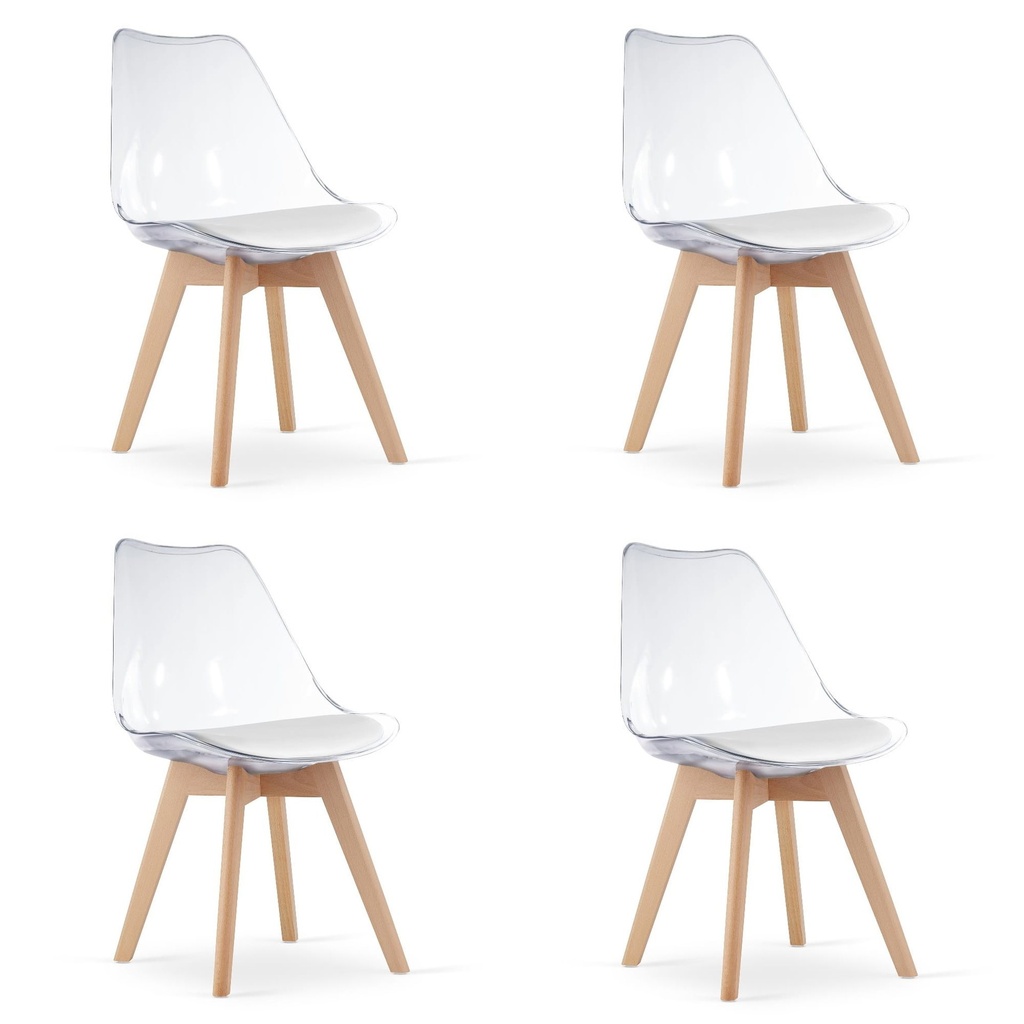 MARK Stuhl – transparent / natürliche Beine x 4