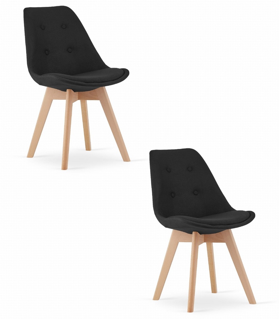NORI Stuhl – schwarzer Stoff – natürliche Beine x 2