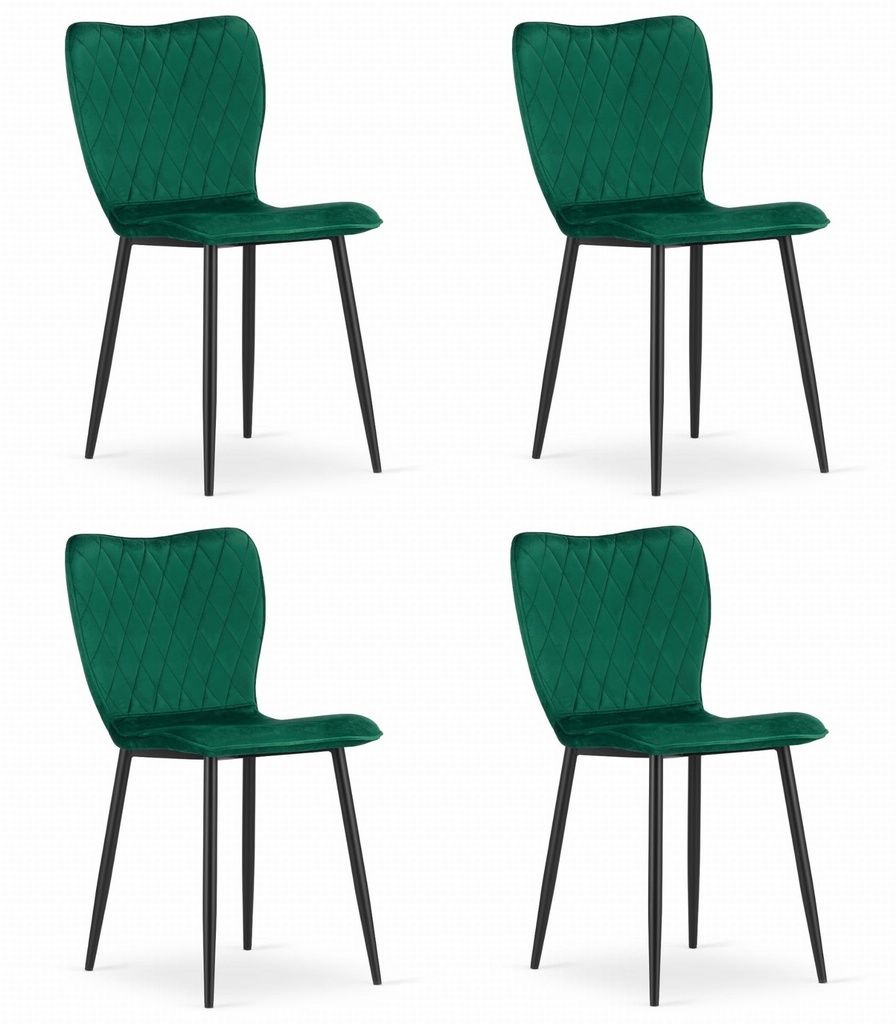 FOX Stuhl – dunkelgrüner Samt x 4