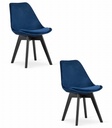 NORI Stuhl – blauer Samt – schwarze Beine x 2