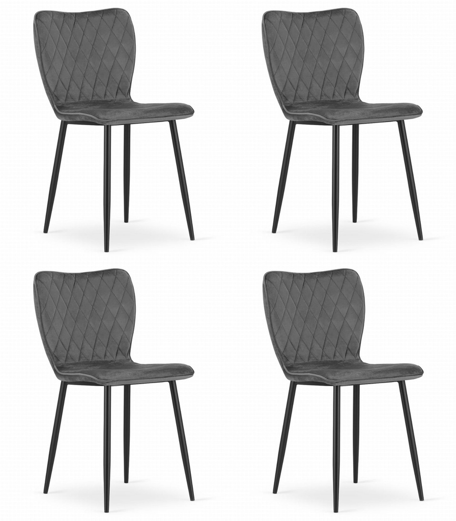 FOX Stuhl – dunkelgrauer Samt x 4
